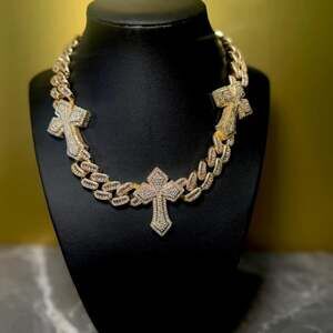 Gold Cross Cuban Link Chain 811 C